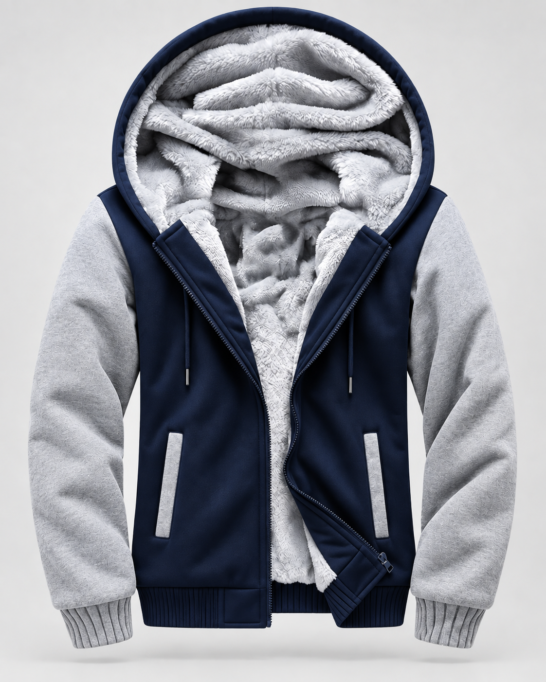 Men's Fleece Lined Zip Hoodie – Regular Fit Contrast Sleeves