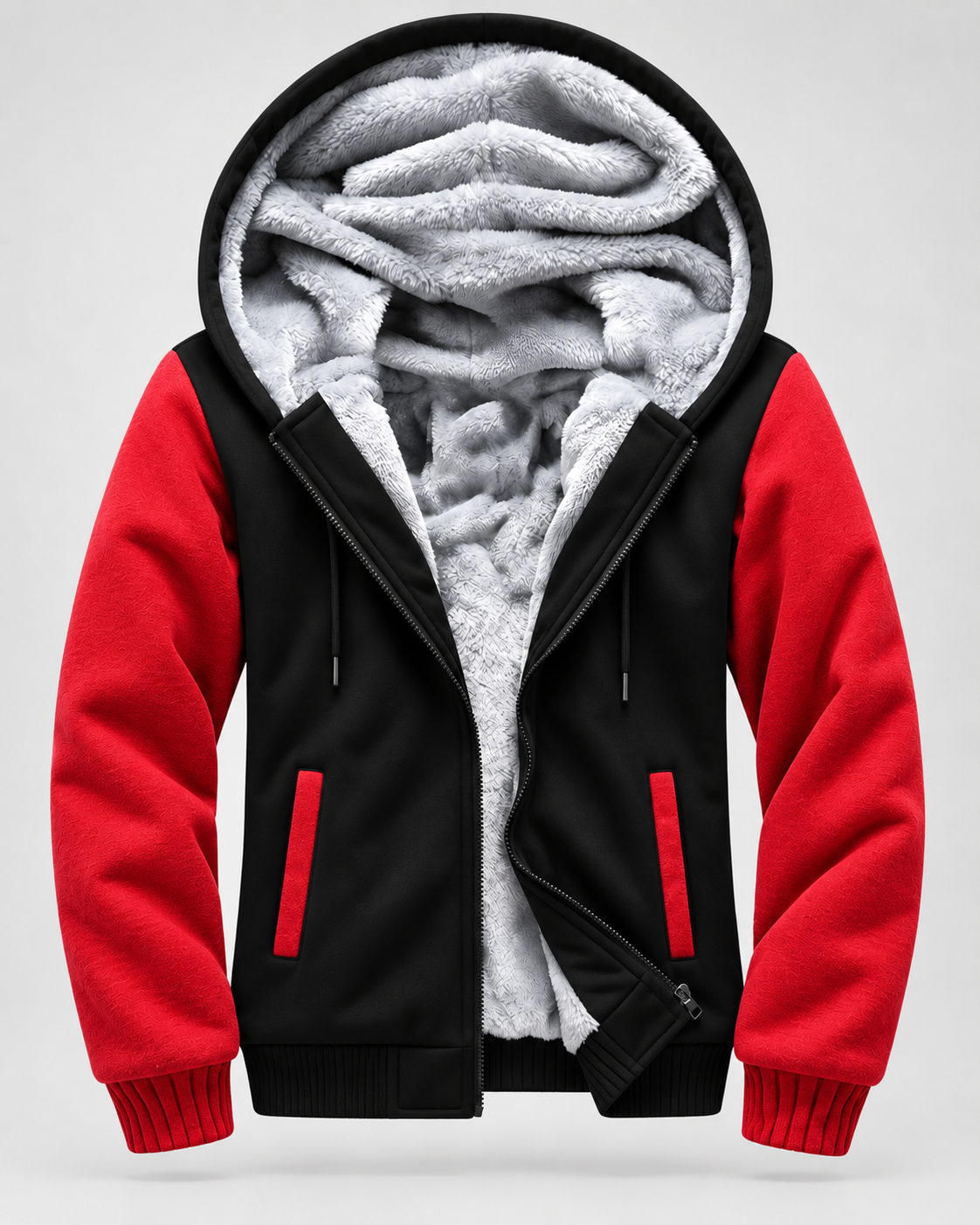 Men's Fleece Lined Zip Hoodie – Regular Fit Contrast Sleeves