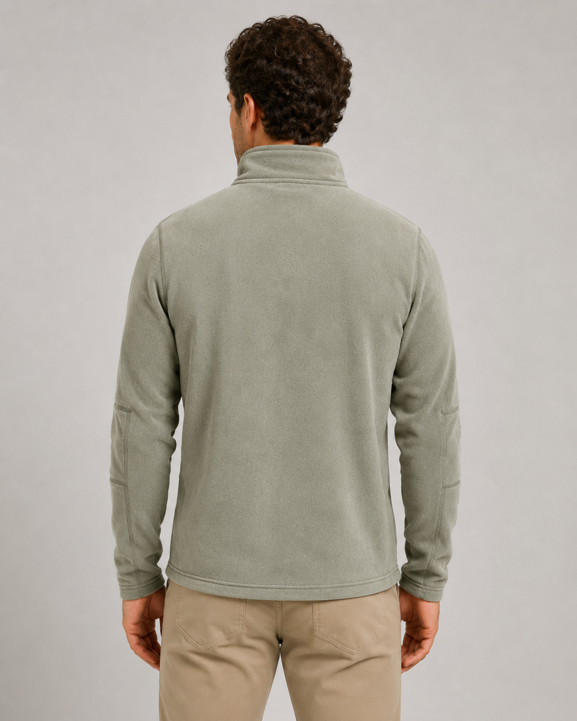Men's Brushed Fleece Quarter Zip Jumper – Regular Fit Stand Collar