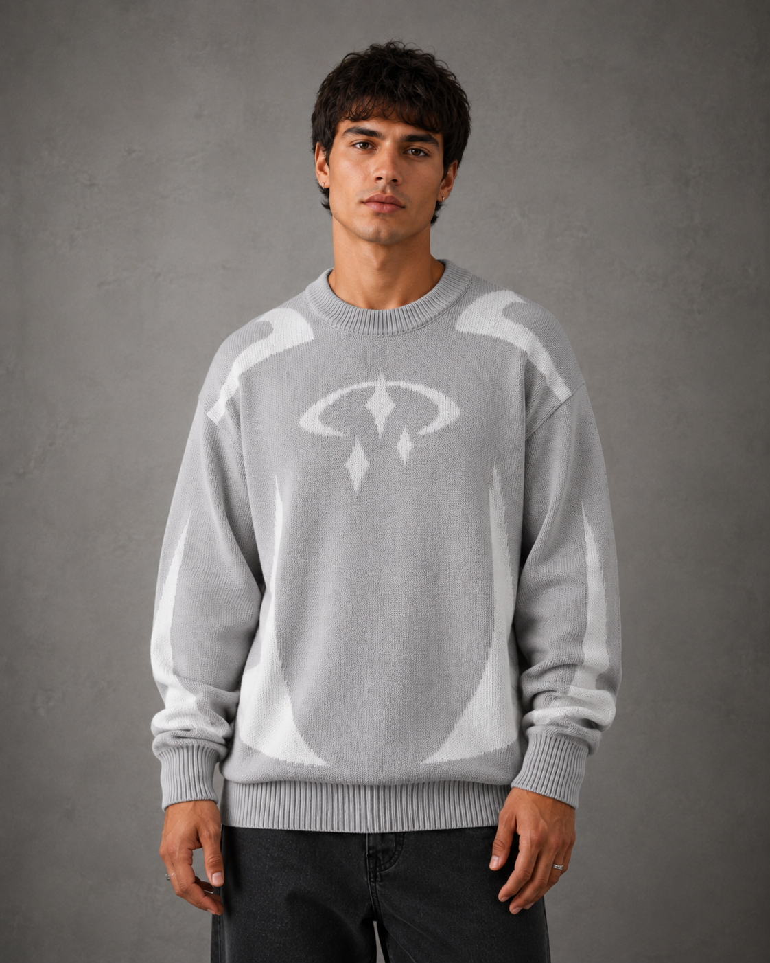 Men's Graphic Knit Crew Neck Jumper – Relaxed Fit