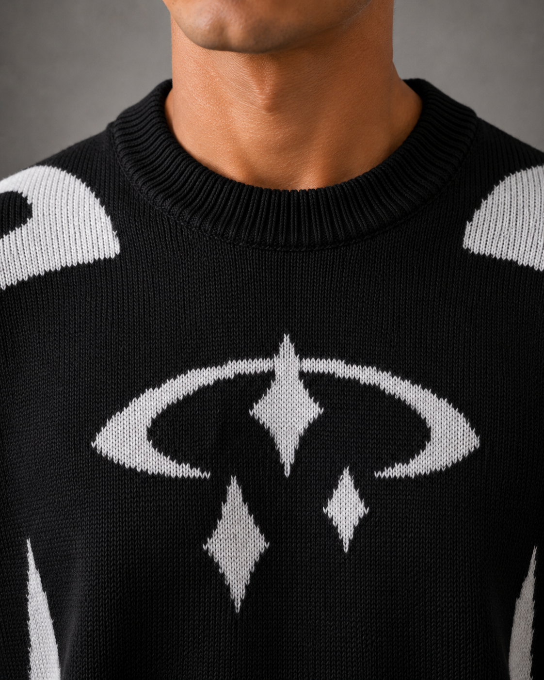 Men's Graphic Knit Crew Neck Jumper – Relaxed Fit