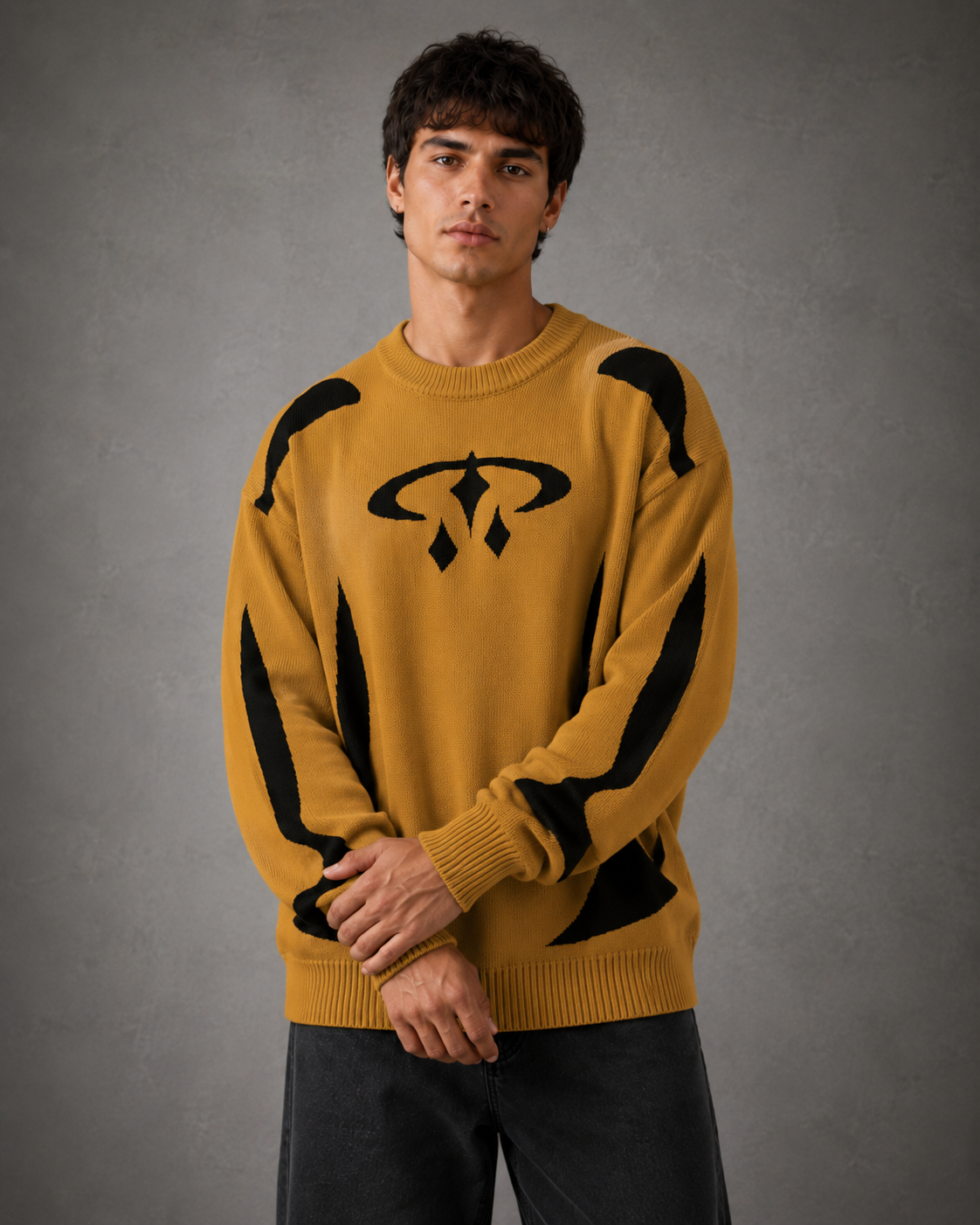 Men's Graphic Knit Crew Neck Jumper – Relaxed Fit