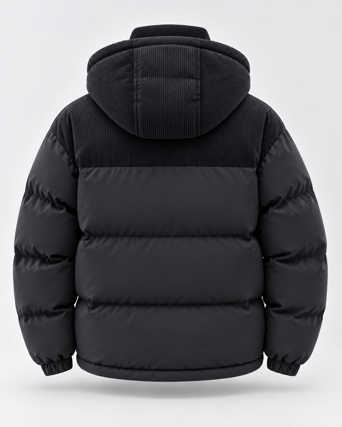Men's Hooded Corduroy Panel Puffer Jacket – Regular Fit