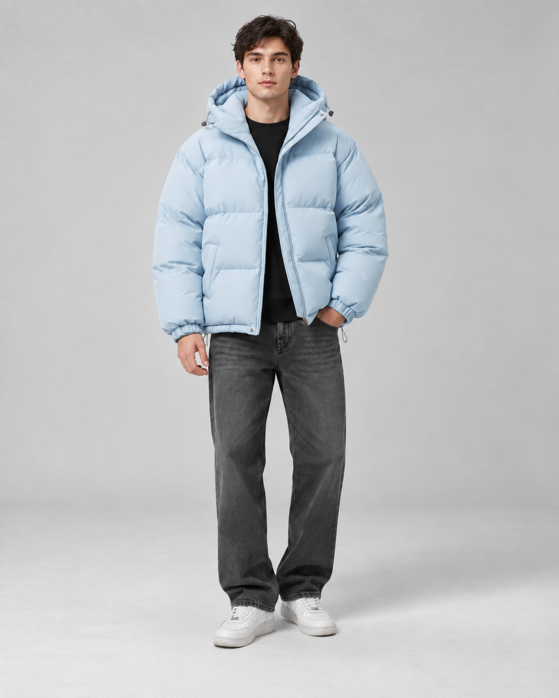 Men's Quilted Puffer Jacket – Drawcord Hem Relaxed Fit