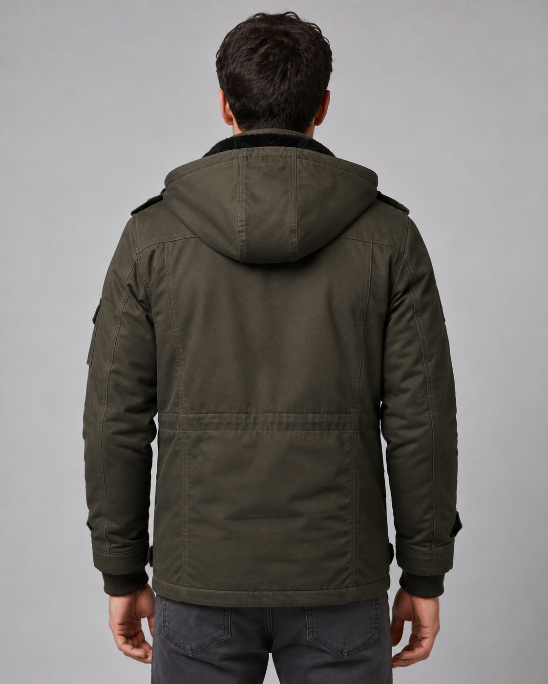Men's Multi Pocket Hooded Utility Winter Jacket – Regular Fit