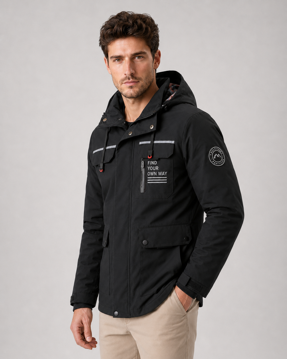 Men's Hooded Winter Parka – Utility Pockets Regular Fit