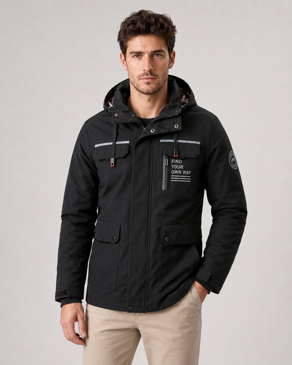 Men's Hooded Winter Parka – Utility Pockets Regular Fit