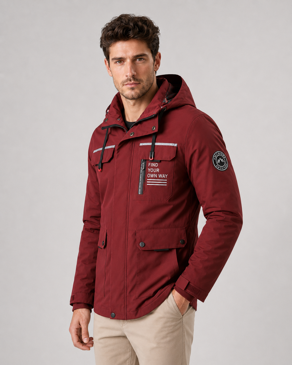 Men's Hooded Winter Parka – Utility Pockets Regular Fit