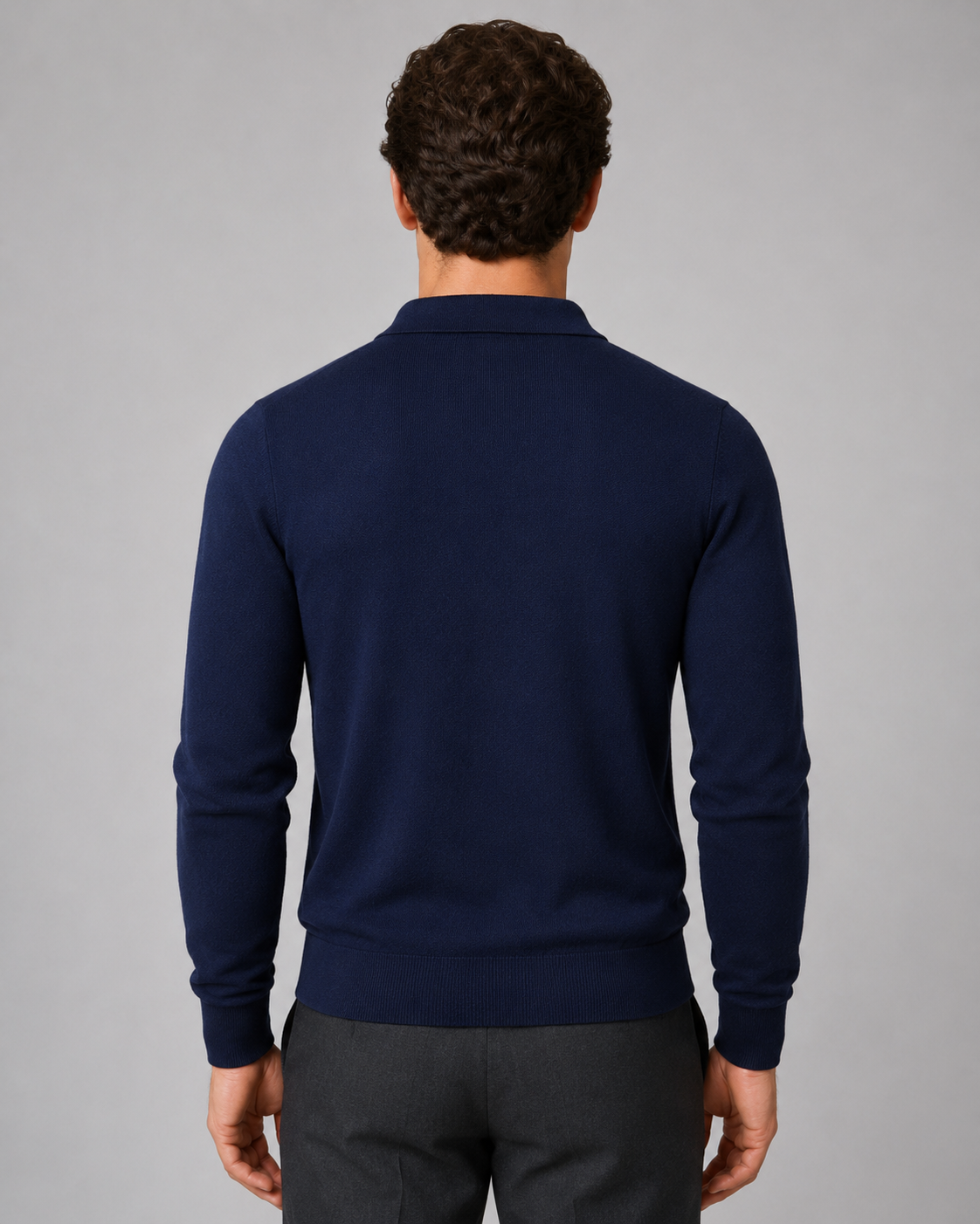 Men's Full Zip Knitted Cardigan – Regular Fit Shirt Collar