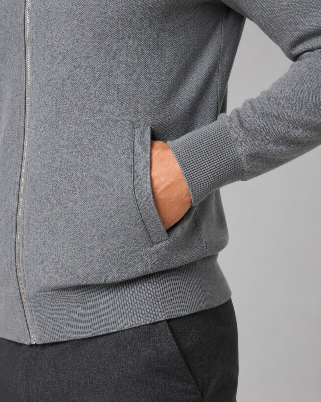 Men's Full Zip Knitted Cardigan – Regular Fit Shirt Collar