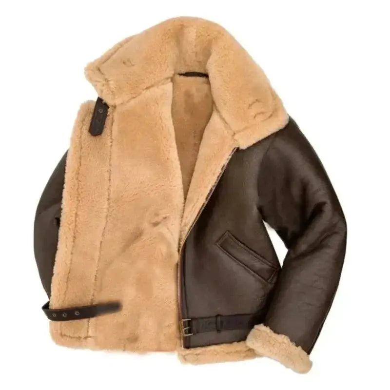 Optew Men’s Shearling Aviator Pilot Jacket – Classic