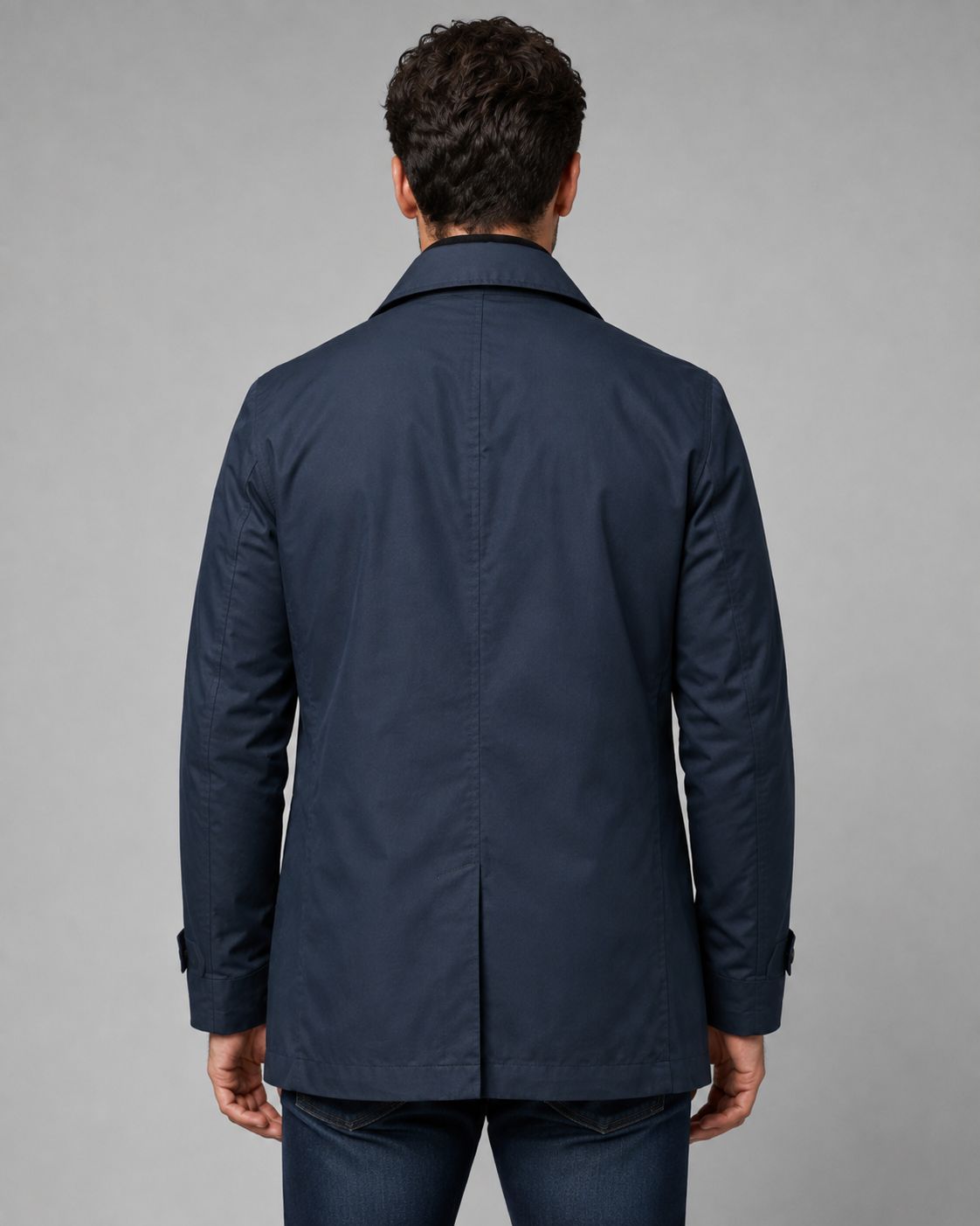 Men's Mid Thigh Car Coat – Single Breasted Point Collar