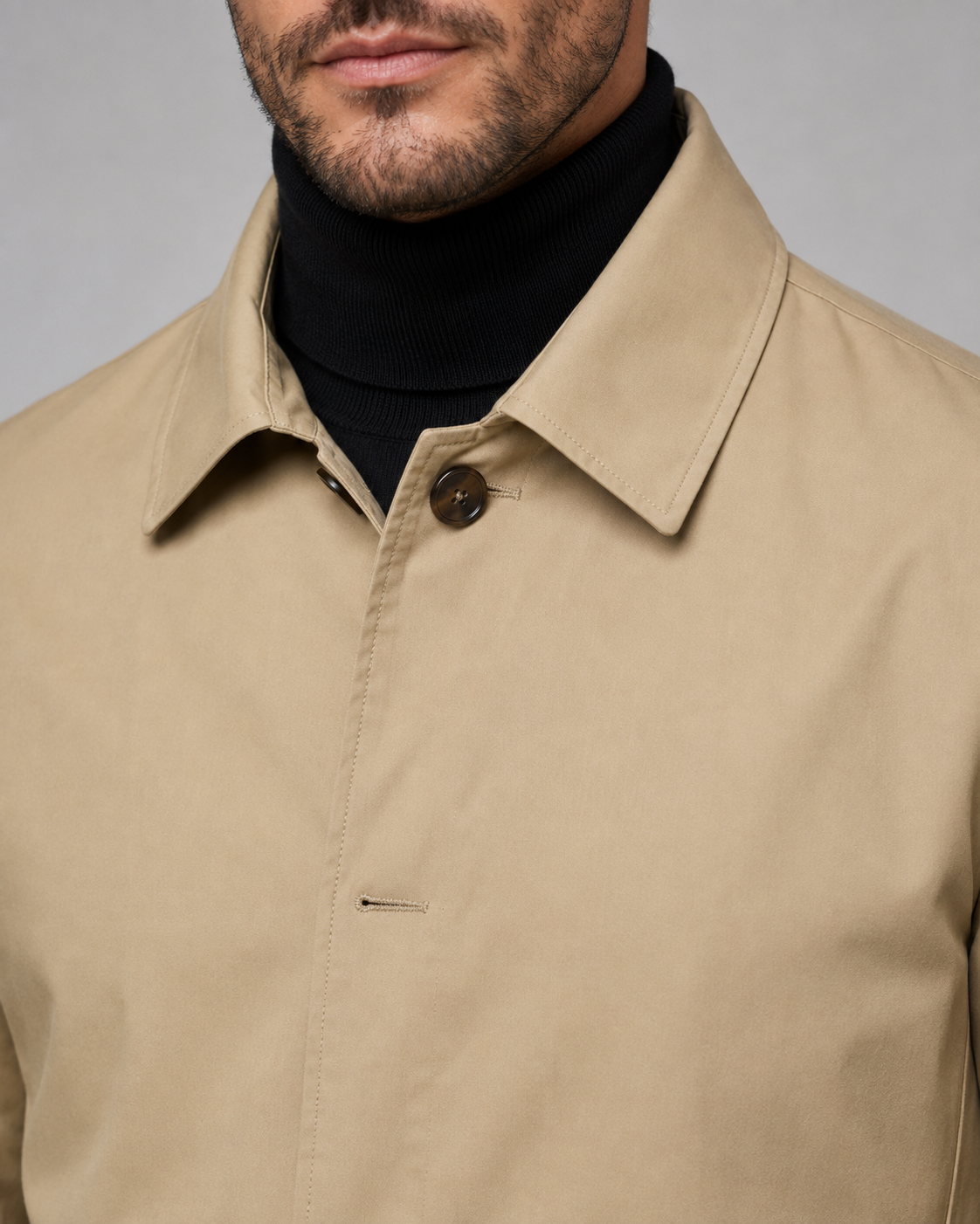 Men's Mid Thigh Car Coat – Single Breasted Point Collar