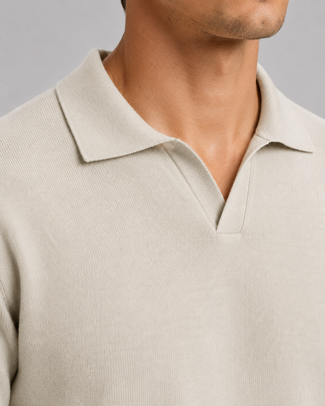 Men's Fine Gauge Knitted Polo – Open Collar Regular Fit