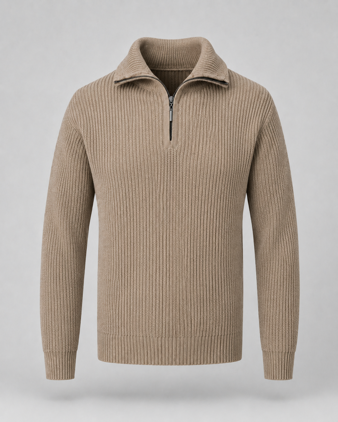 Men's Collared Ribbed Quarter Zip Jumper – Regular Fit
