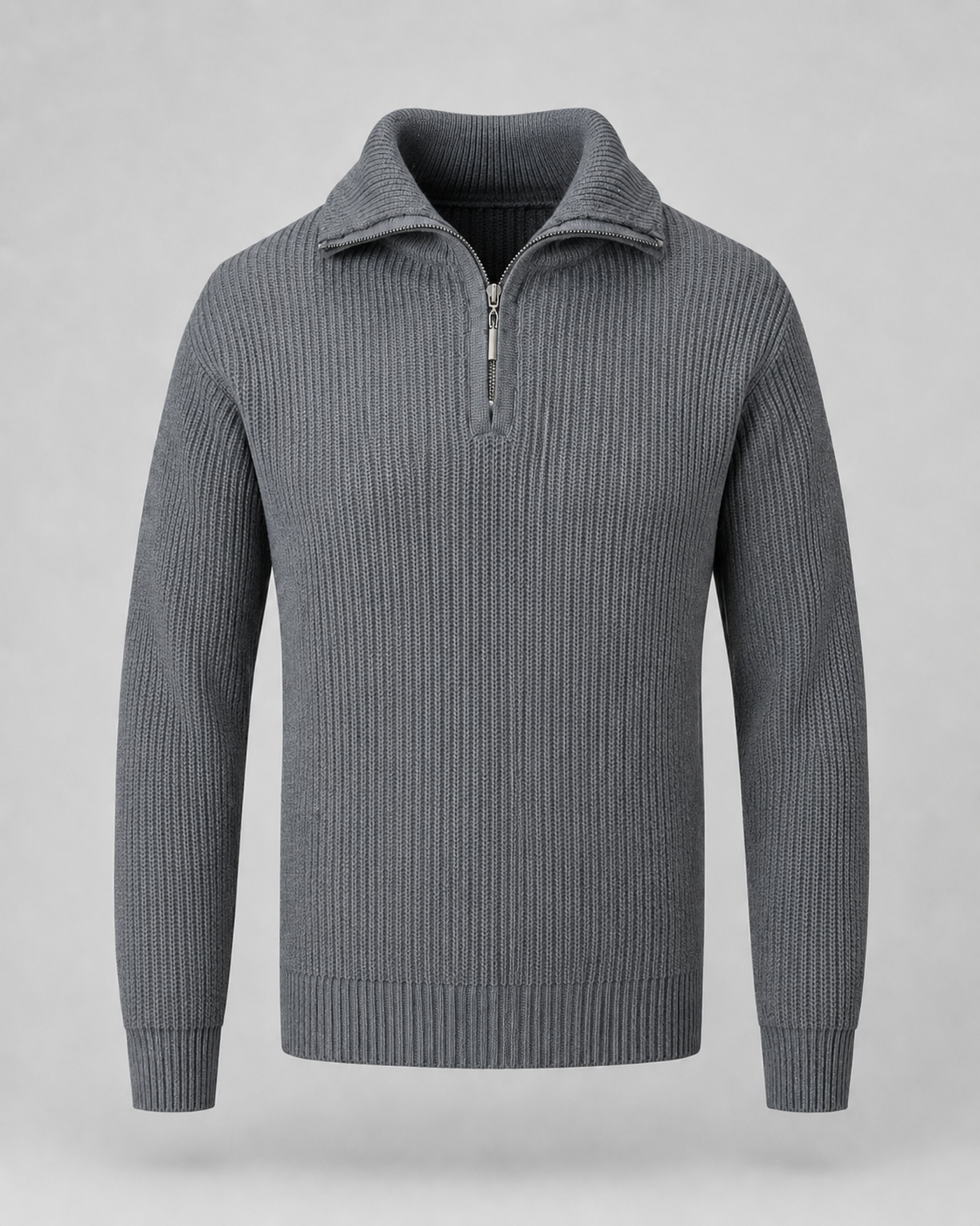Men's Collared Ribbed Quarter Zip Jumper – Regular Fit