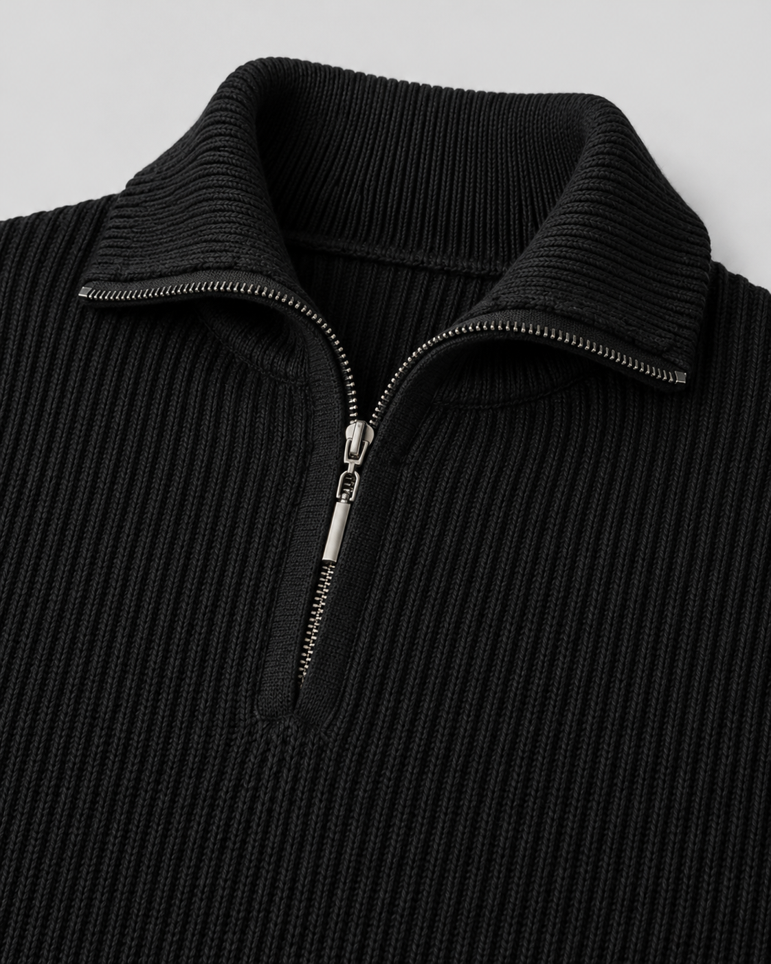 Men's Collared Ribbed Quarter Zip Jumper – Regular Fit