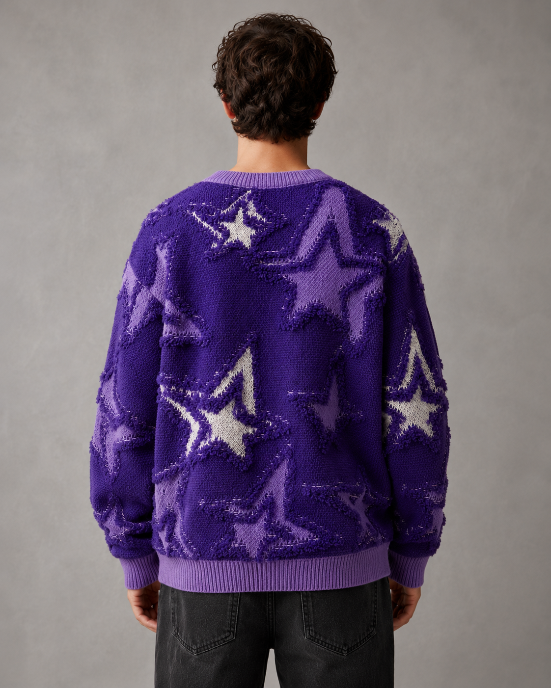 Men's Textured Star Knit Jumper – Relaxed Fit