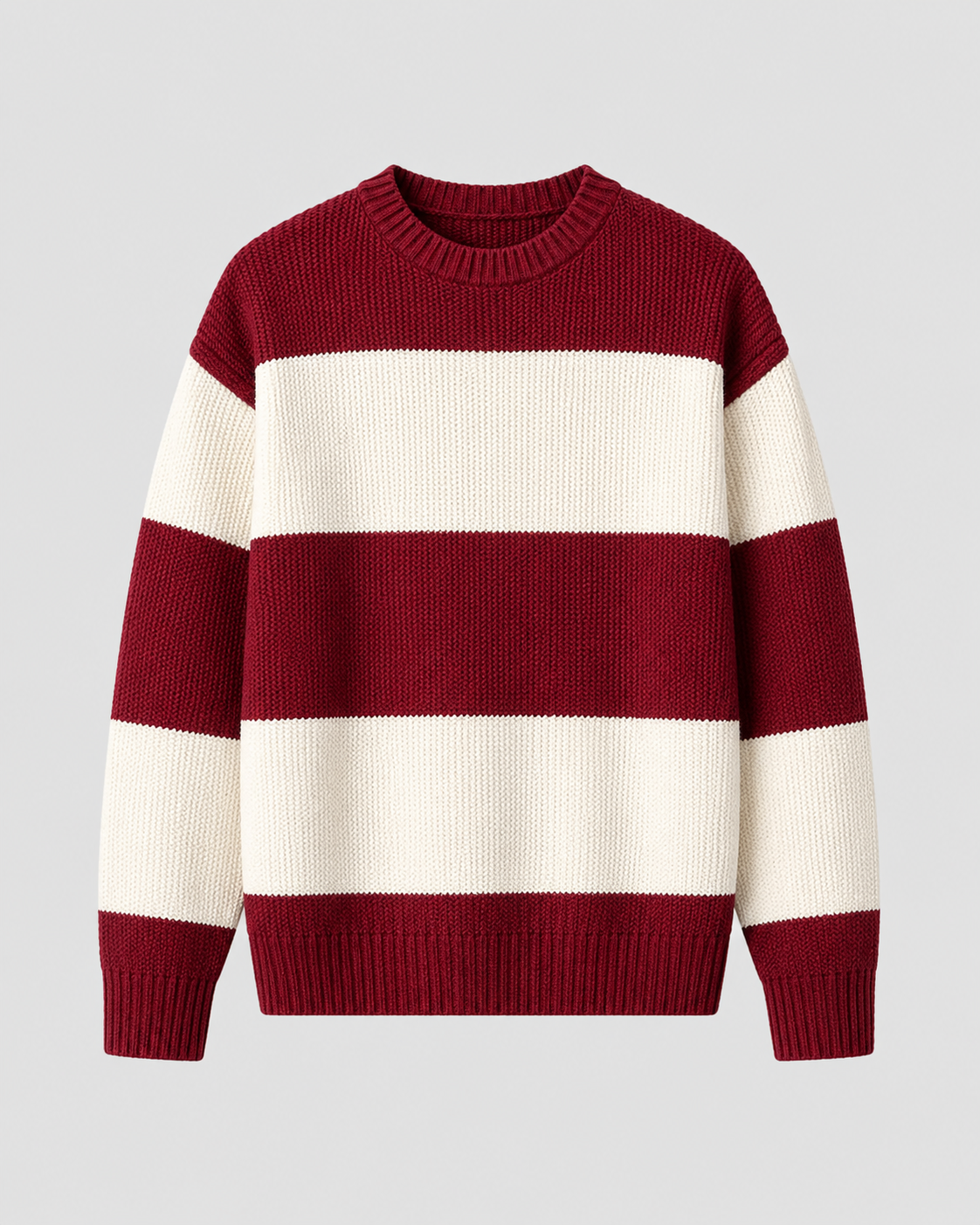 Men's Rugby Stripe Knit Jumper – Relaxed Fit Crew Neck