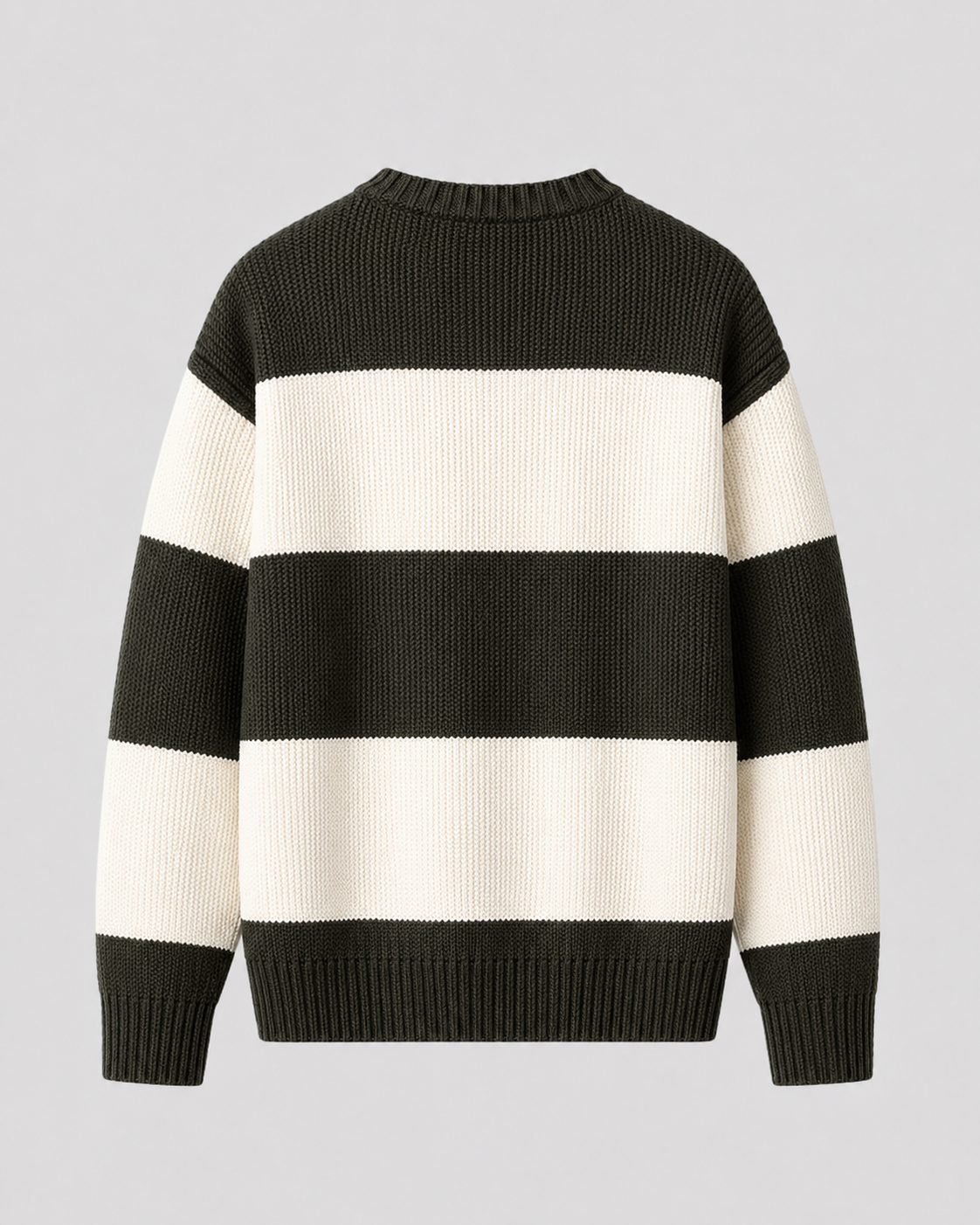 Men's Rugby Stripe Knit Jumper – Relaxed Fit Crew Neck
