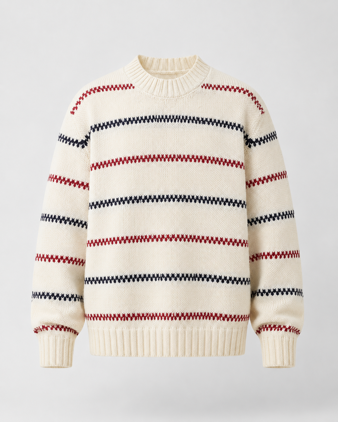Men's Striped Knitted Crew Neck Jumper – Relaxed Fit