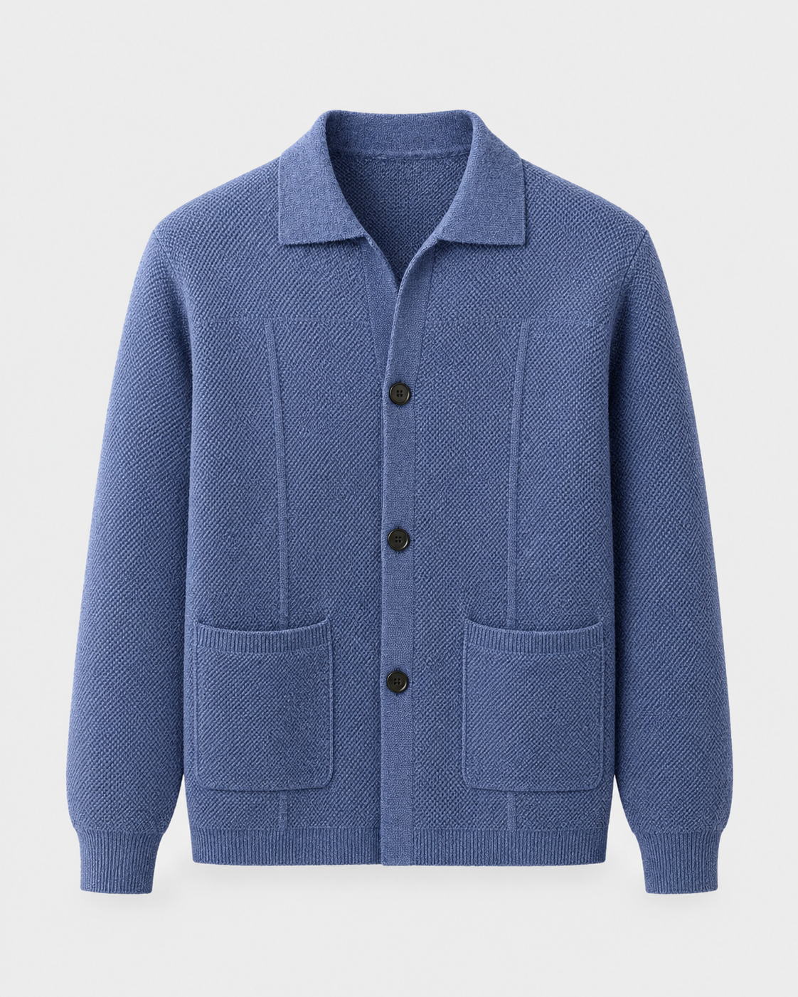 Men's Textured Wool Knitted Overshirt – Button Front
