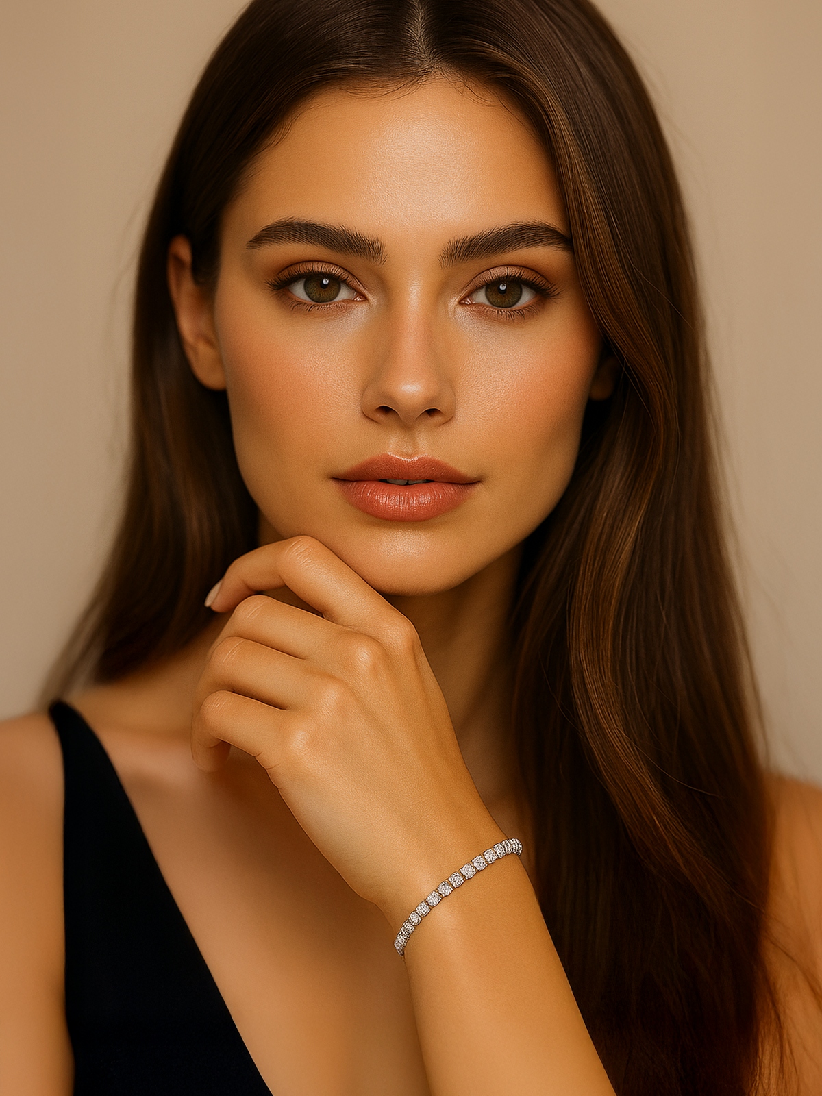 18K White Gold Plated Adjustable Tennis Bracelet