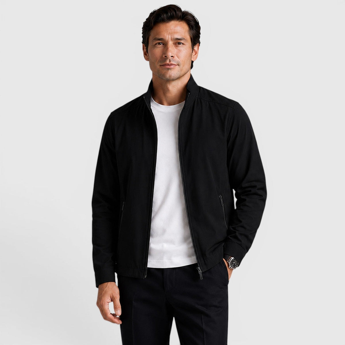 Monvaline Men's Zip-Up Jacket Lightweight Tailored Minimalist Everyday