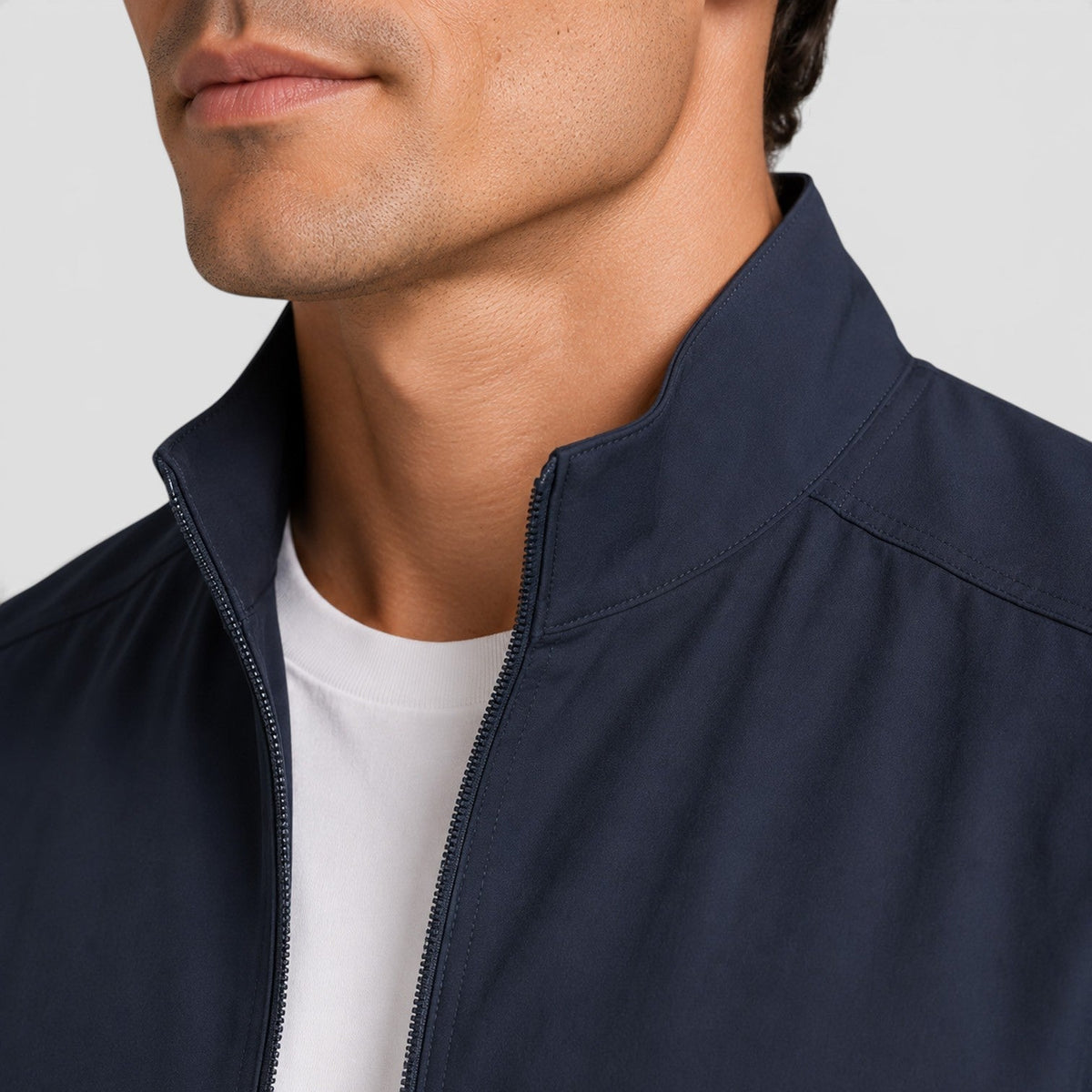 Monvaline Men's Zip-Up Jacket Lightweight Tailored Minimalist Everyday