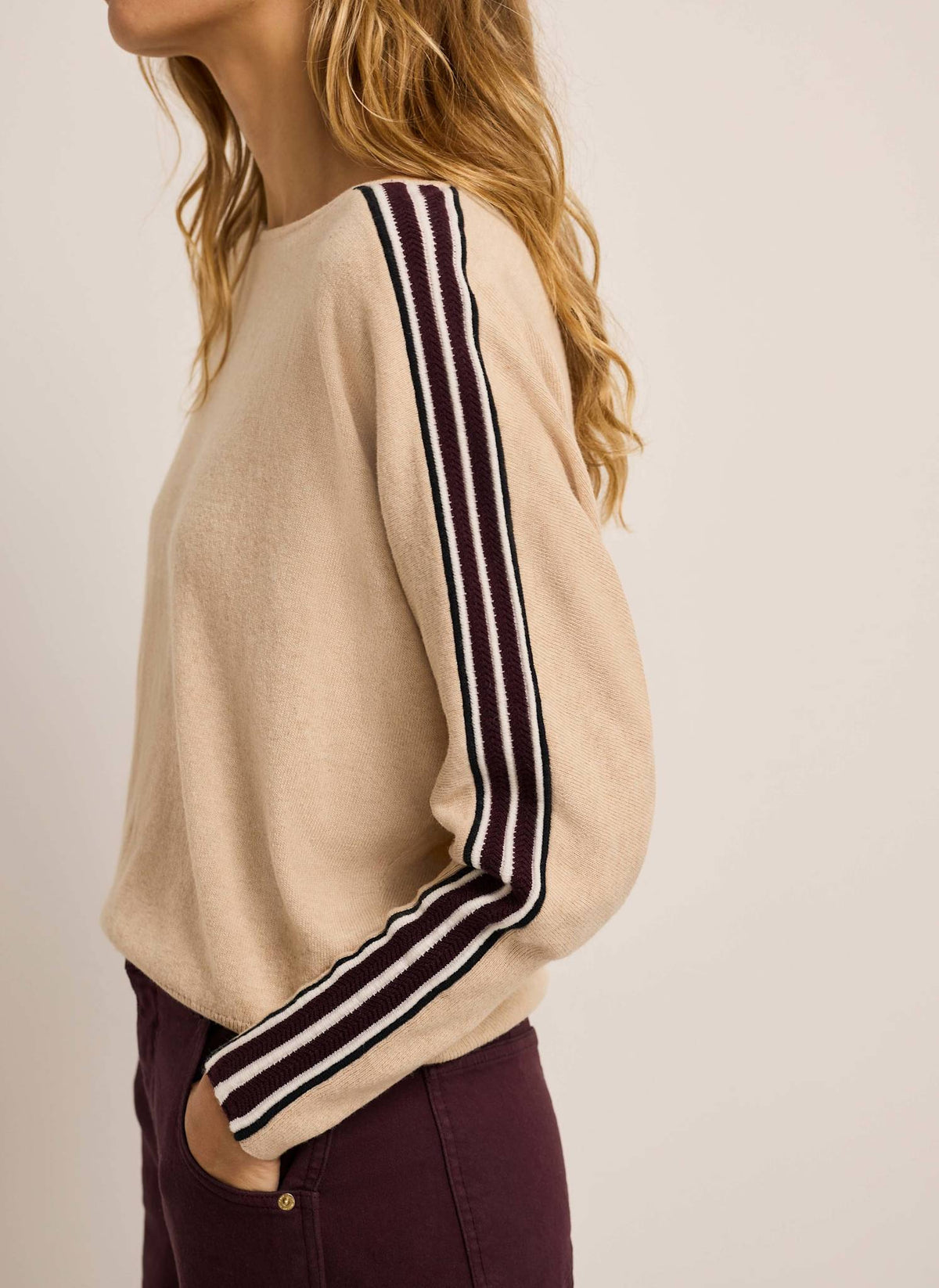Neutral Batwing Jumper in Cotton Blend