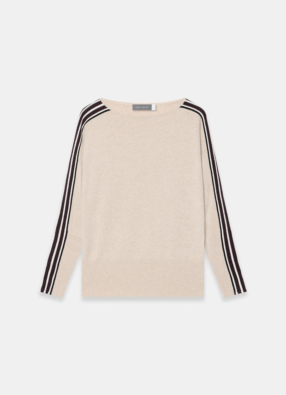 Neutral Batwing Jumper in Cotton Blend