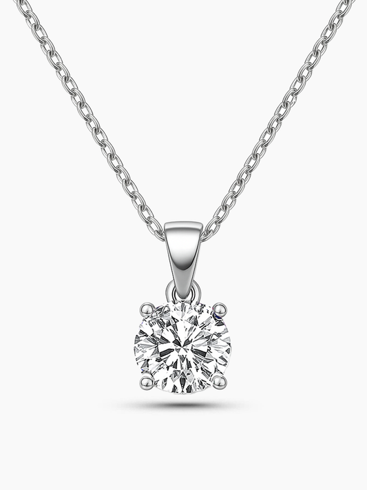 Lab Grown White Sapphire Pendant Necklace, 2ct