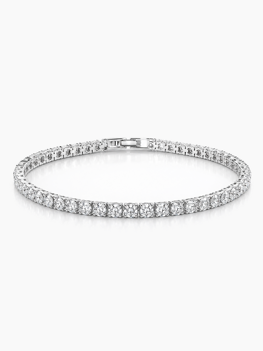 Optew Rhodium Plated Sparkling Tennis Bracelet