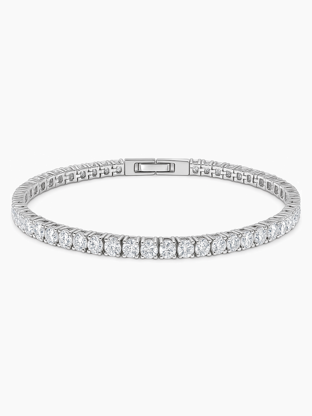 18K White Gold Plated Sparkling Tennis Bracelet