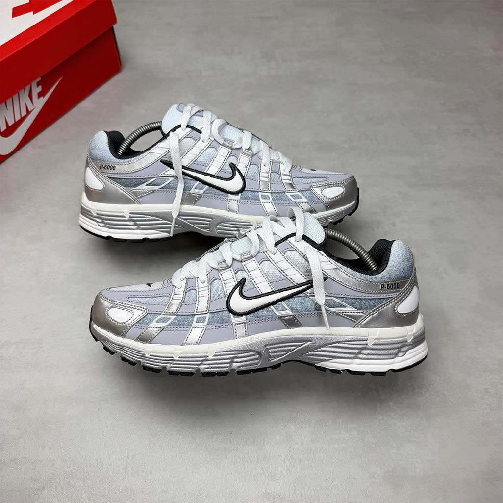 Nike P-6000 Metallic Silver Summit White-Wolf Grey Trainers