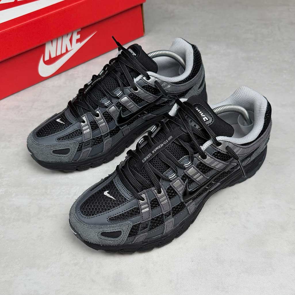 Nike P-6000 Suede Anthracite Black Chrome Metallic Silver Trainers