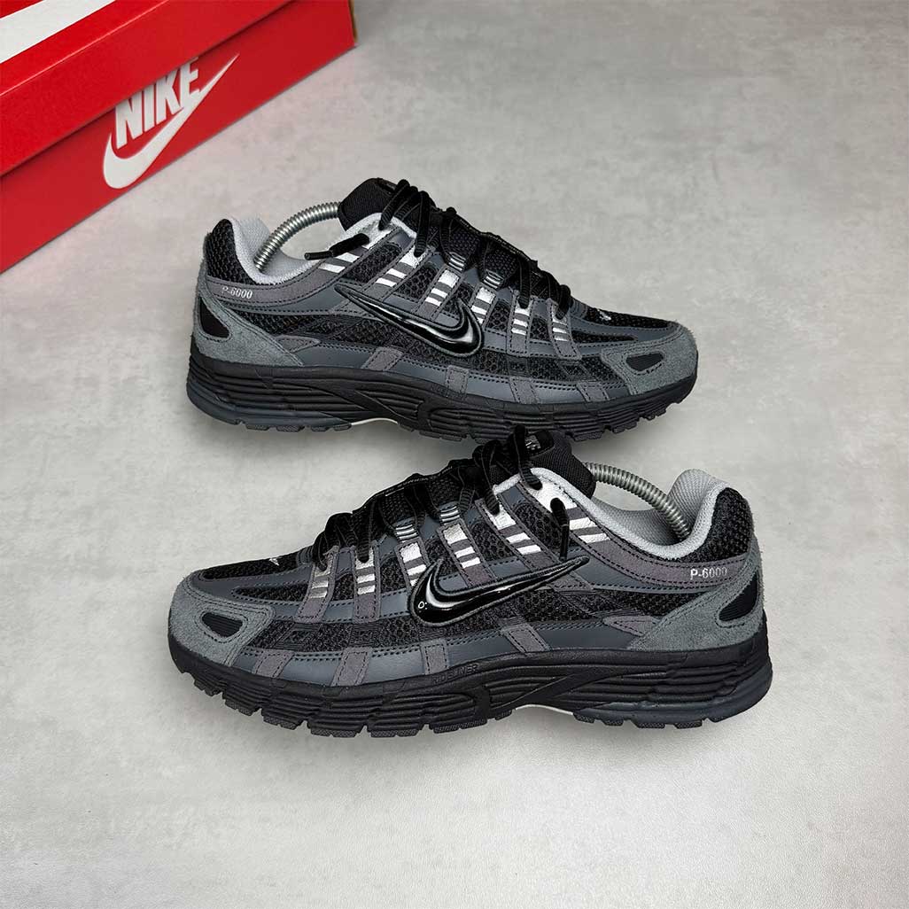 Nike P-6000 Suede Anthracite Black Chrome Metallic Silver Trainers