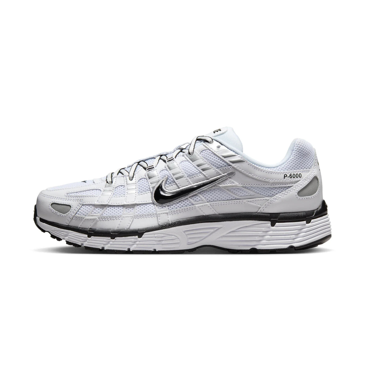 Nike P-6000 White Metallic Silver Black Trainers