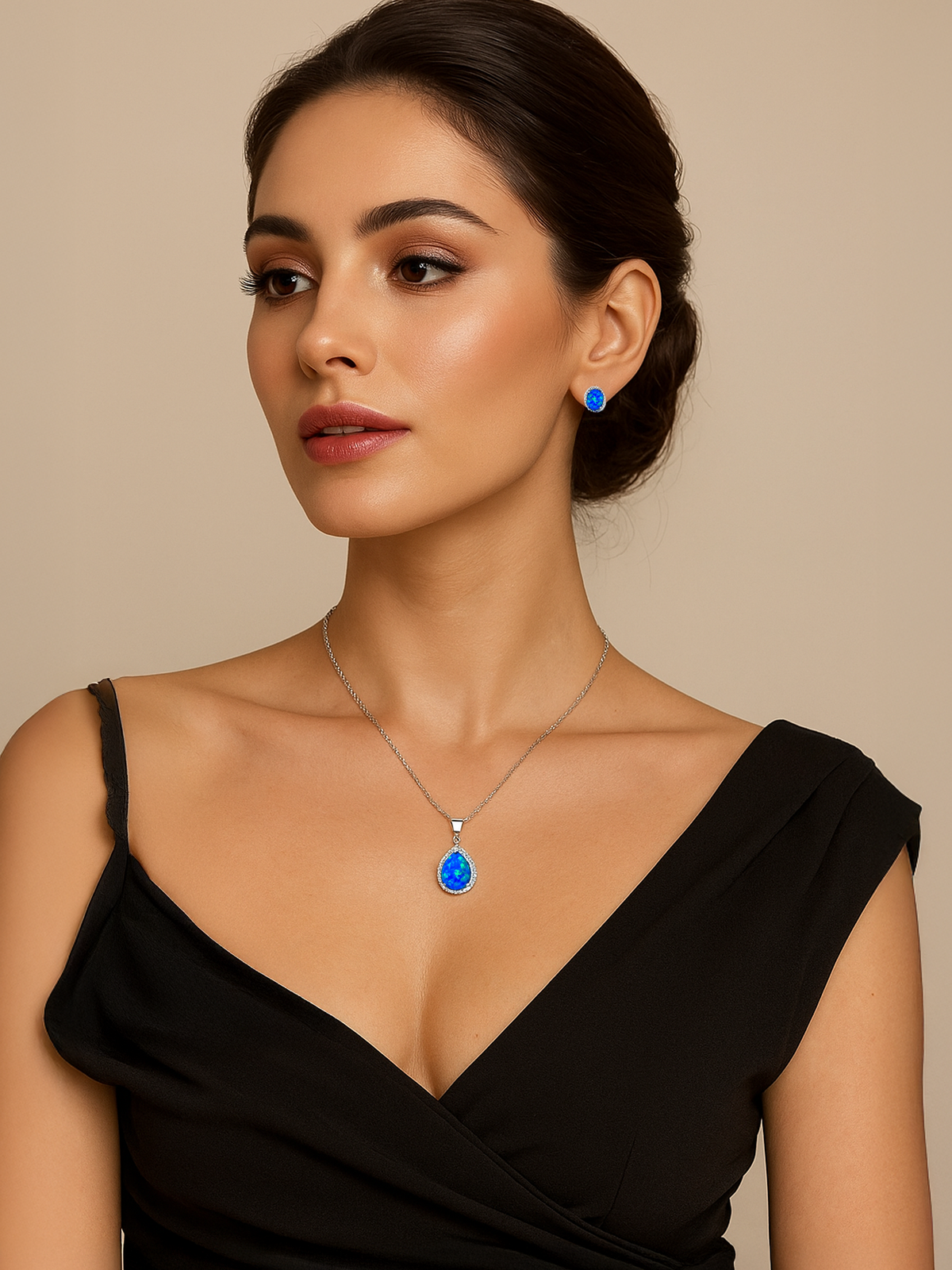 Blue Opal Pendant Necklace, 2ct