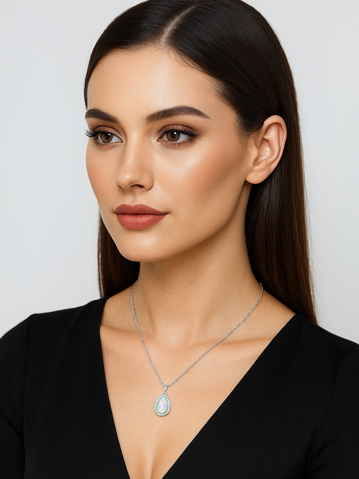 White Opal Pendant Necklace, 2ct