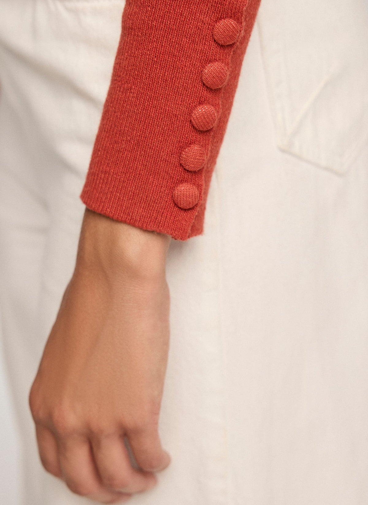 Deep Orange Knit Jumper with Shoulder Pads
