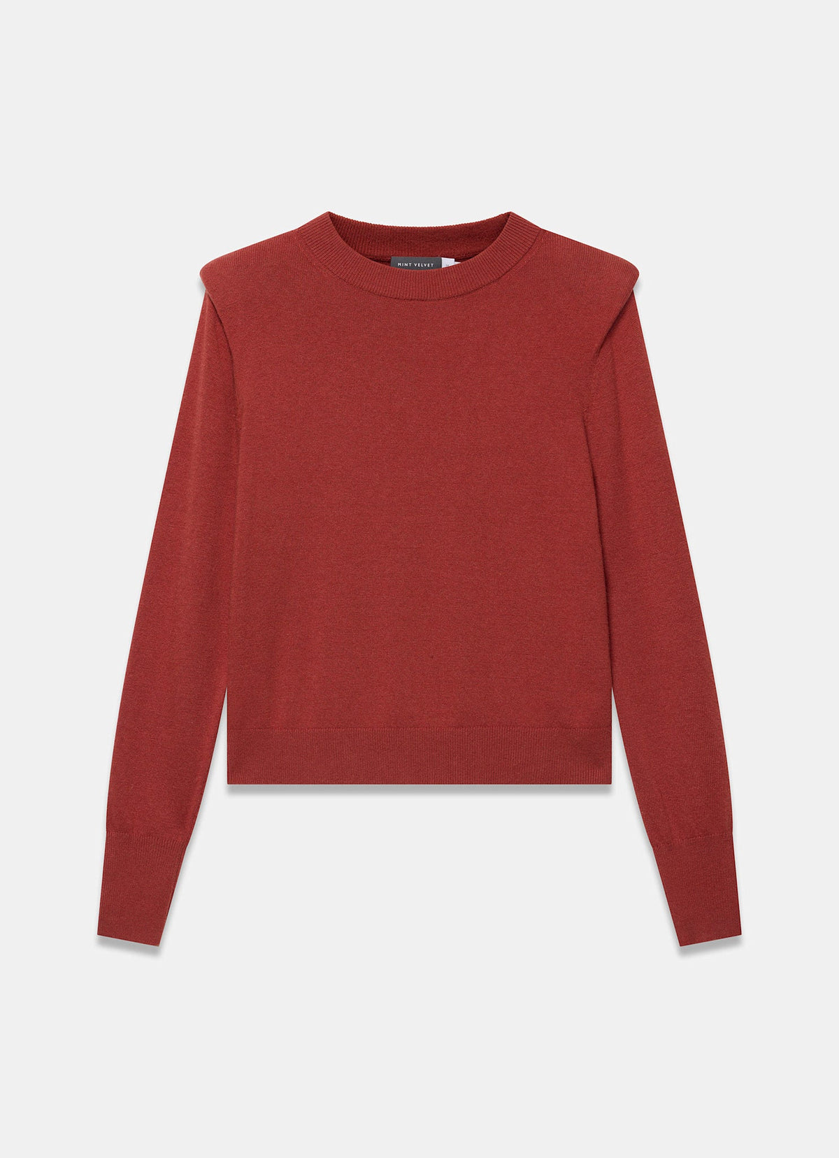 Deep Orange Knit Jumper with Shoulder Pads