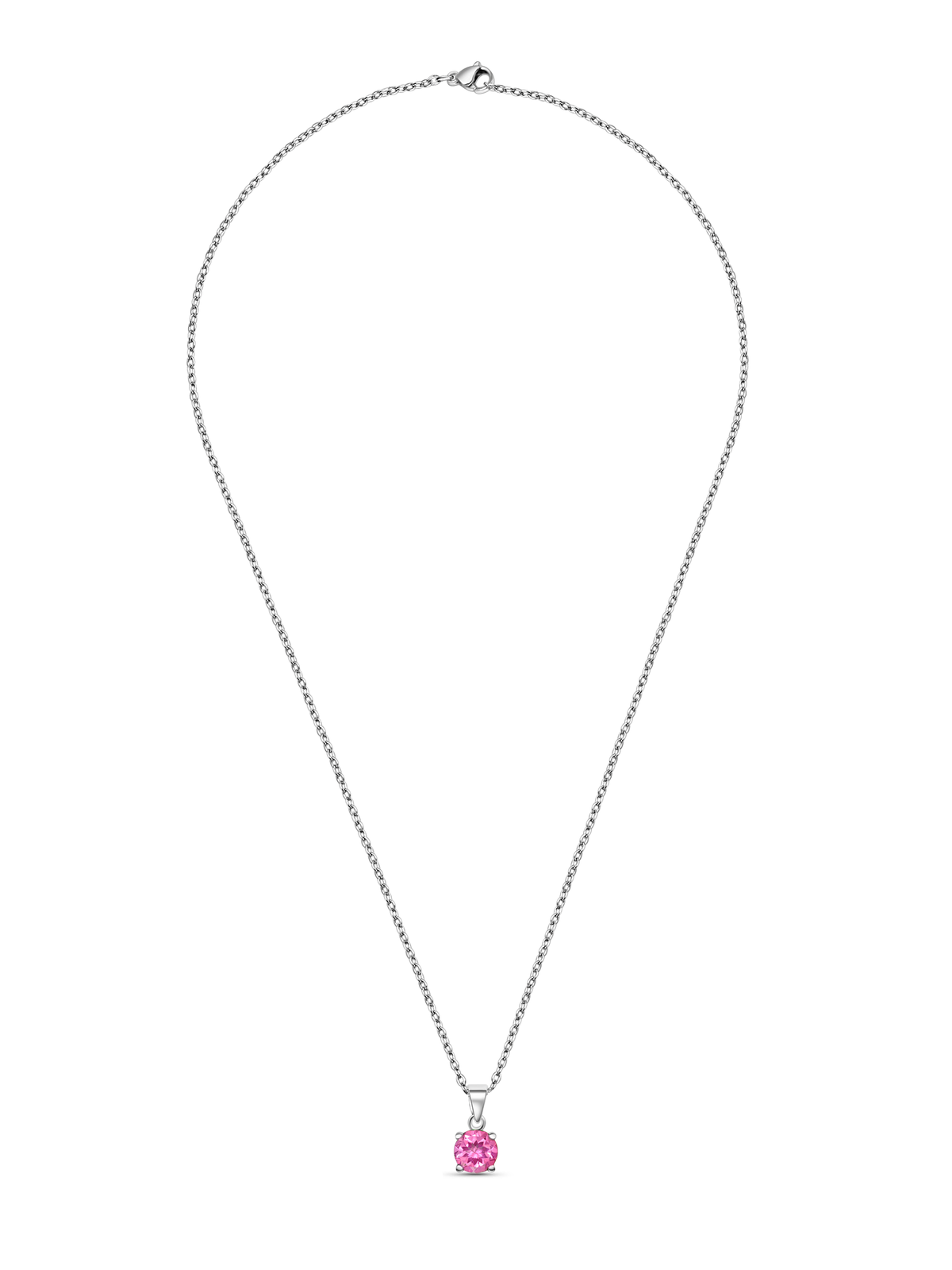 Lab Grown Pink Sapphire Pendant Necklace, 1.25ct