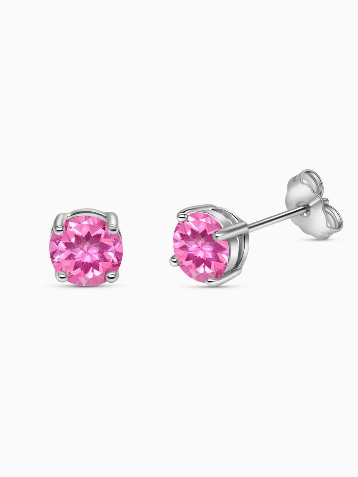Sterling Silver Pink Sapphire Stud Earrings