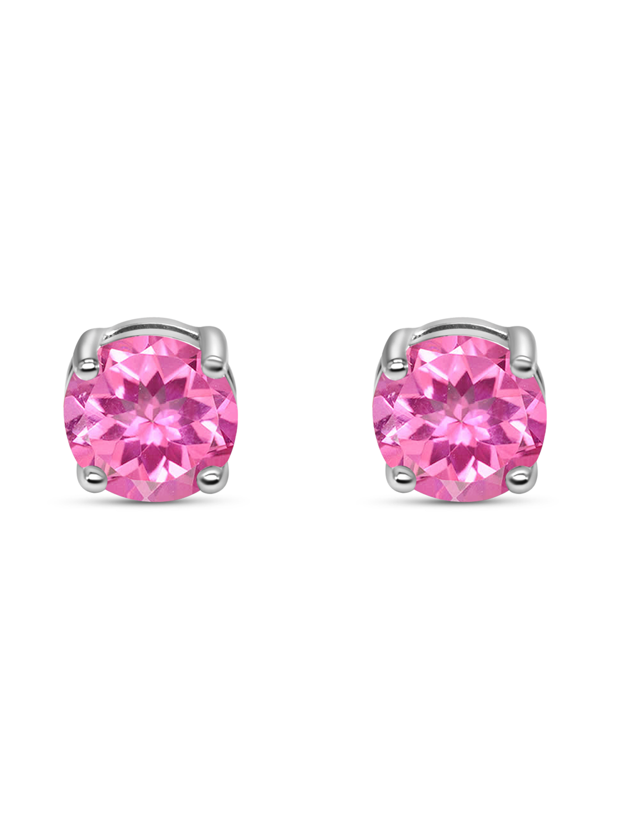 Sterling Silver Pink Sapphire Stud Earrings