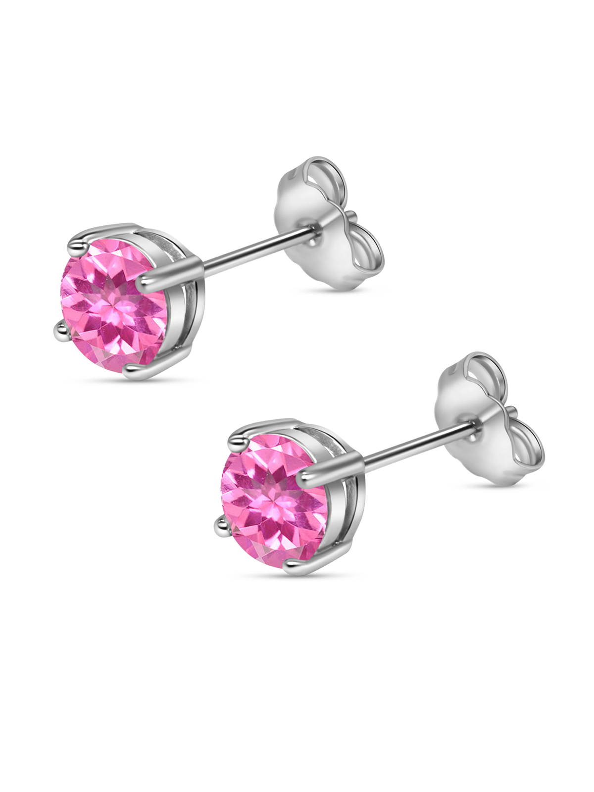 Sterling Silver Pink Sapphire Stud Earrings