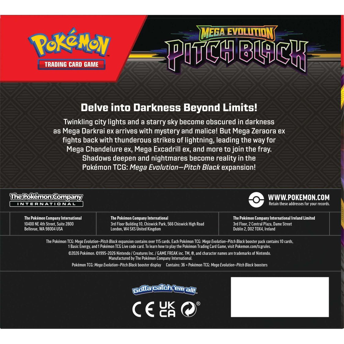 Pokémon TCG – Mega Evolution – Pitch Black Booster Display Box (36 Packs)