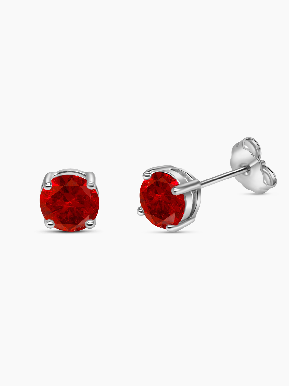 925 Sterling Silver Red Ruby Stud Earrings