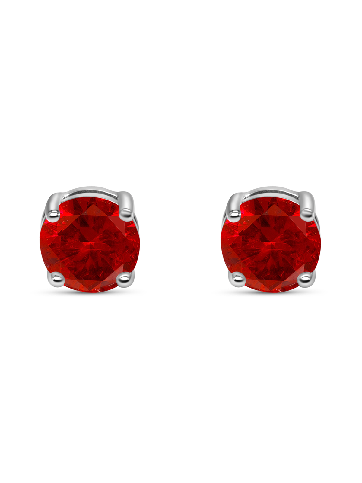 925 Sterling Silver Red Ruby Stud Earrings