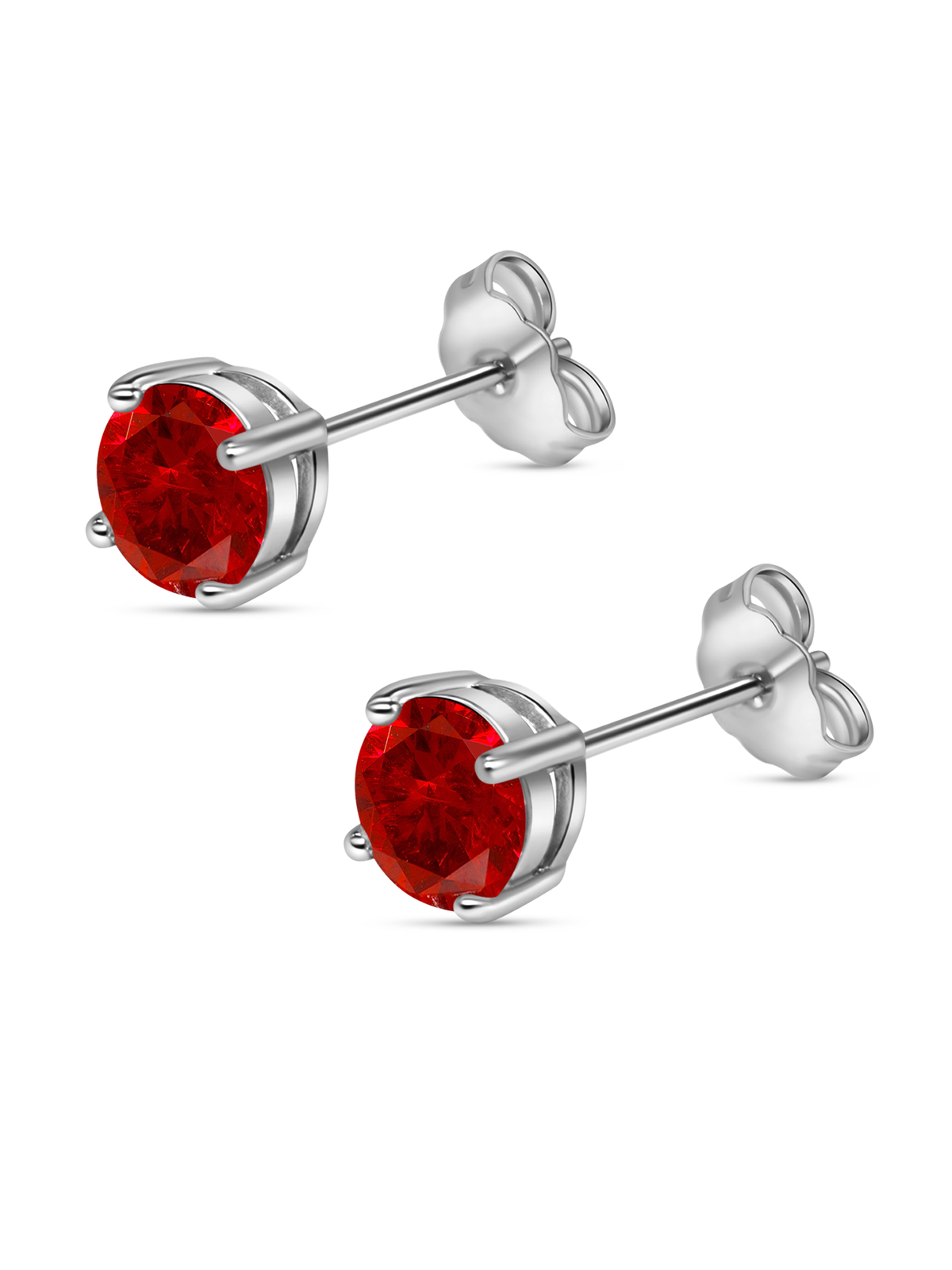 925 Sterling Silver Red Ruby Stud Earrings